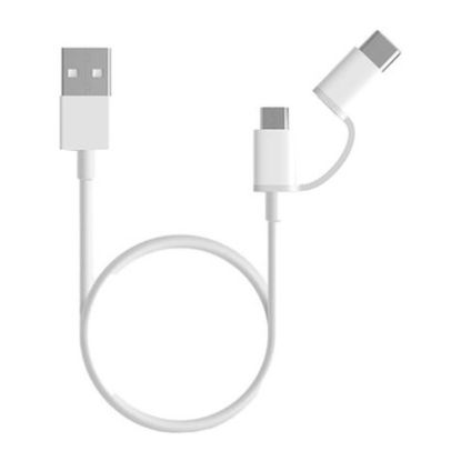 Imagem de Cabo Type-C & MicroUSB p/ USB2.0 Xiaomi Mi Charging Branco - 1Mtr