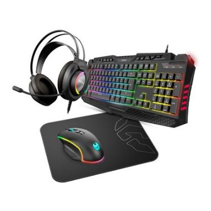 Imagem de Teclado e Rato + Headset + Tapete Krom Kritic RGB (PT)
