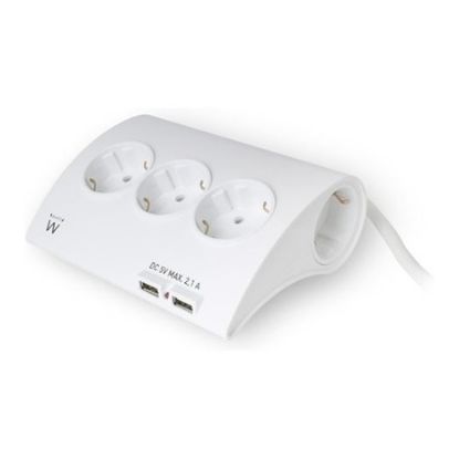 Imagem de Bloco de 5 tomadas Ewent + 2x USB Charger - 1.5Mtr