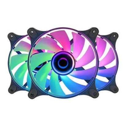 Imagem de Ventoinha 120mm Mars Gaming MF3D ARGB Preta (Pack3) Kit
