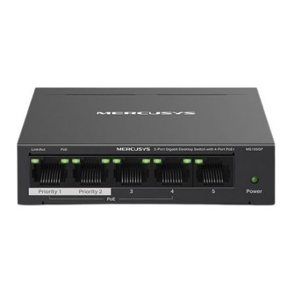 Imagem de Switch de Rede Mercusys 5 Portas Gigabit 4xPoE+ - MS105G