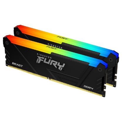 Imagem de Dimm DDR4 Pack 2x 8GB (16GB) Kingston CL17 3600Mhz 1Rx8 Fury Beast RGB Preta