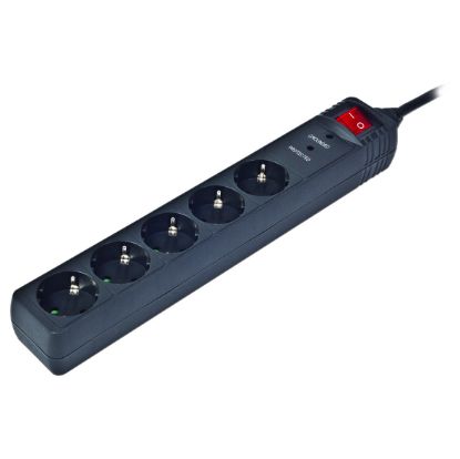 Imagem de Bloco de 5 tomadas Gembird SPG5-C-15 Preto - 4.5Mtr