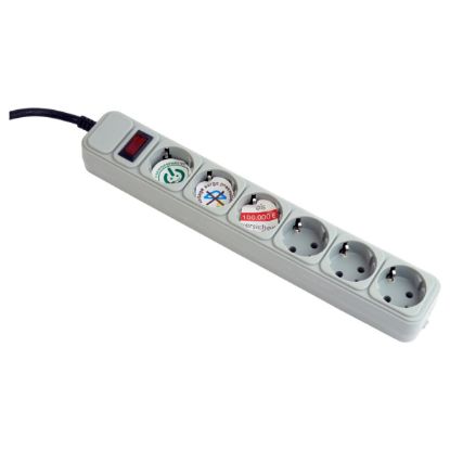 Imagem de Bloco de 6 tomadas Gembird SPG6-B-6C Branco - 1.8Mtr