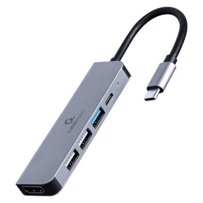 Imagem de Hub Type-C 1 Porta USB3.1 + 2 Portas USB2.0 + Type-c + HDMI Gembird Cinza