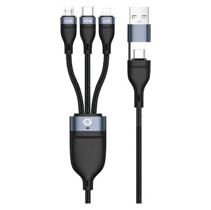 Imagem de Cabo USB2.0 Type-C p/ Lightning/Type-C/MicroUSB 60W Conceptronic Preto - 1.5Mtr