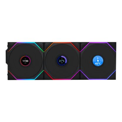 Imagem de Ventoinha 120mm Lian Li UNI TL120 LCD Wireless RGB PWM Preta (Pack3)
