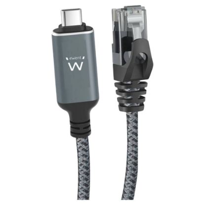 Imagem de Cabo Adaptador Ewent Type-C p/ RJ45 Cat.6 Gigabit Preto - 5Mtr