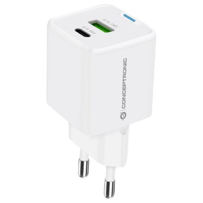 Imagem de Carregador de Tomada Conceptronic USB + Type-C 20W ALTHEA15W Branco