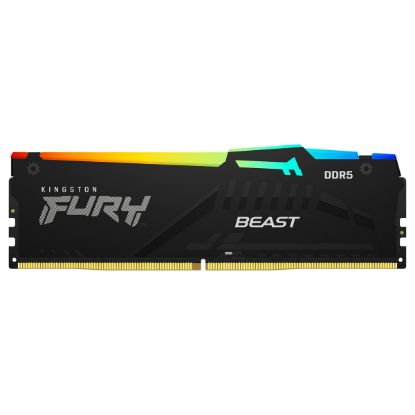 Imagem de Dimm DDR5 16GB Kingston CL32 EXPO 6400MT/s 1Rx8 Fury Beast RGB Preta