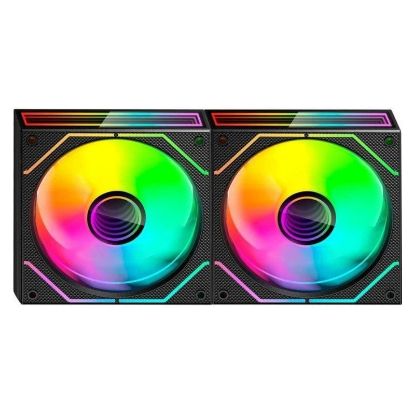 Imagem de Ventoinha 120mm Mars Gaming MF-3DPROX2 PWM ARGB Preta (Pack2) Kit