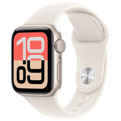 Imagem de Apple Watch SE 3 GPS Alumínio Luz das Estrelas | Bracelete Desportiva Luz das Estrelas - M/L (44mm)