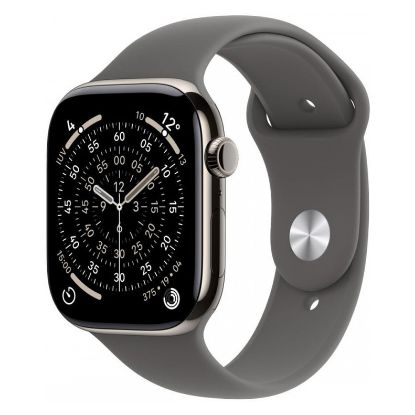 Imagem de Apple Watch Series 11 GPS + Cellular Titânio Natural | Bracelete Desportiva Cinzento Rocha - S/M (46mm)