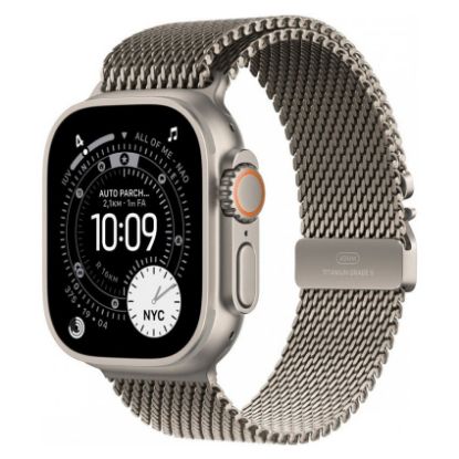 Imagem de Apple Watch Ultra 3 GPS + Cellular Titânio Natural | Bracelete Loop Milanesa Titânio Natural - L (49mm)