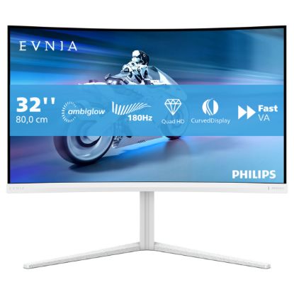 Imagem de Monitor Philips Gaming Evnia 31.5" 32M2C5501 VA QHD 16:9 Curvo 180Hz HDR10 (0.5ms) Branco