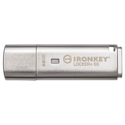 Imagem de Pen Drive Kingston IronKey Locker Plus 50 AES Encrypted 64Gb USB3.2 Prateada